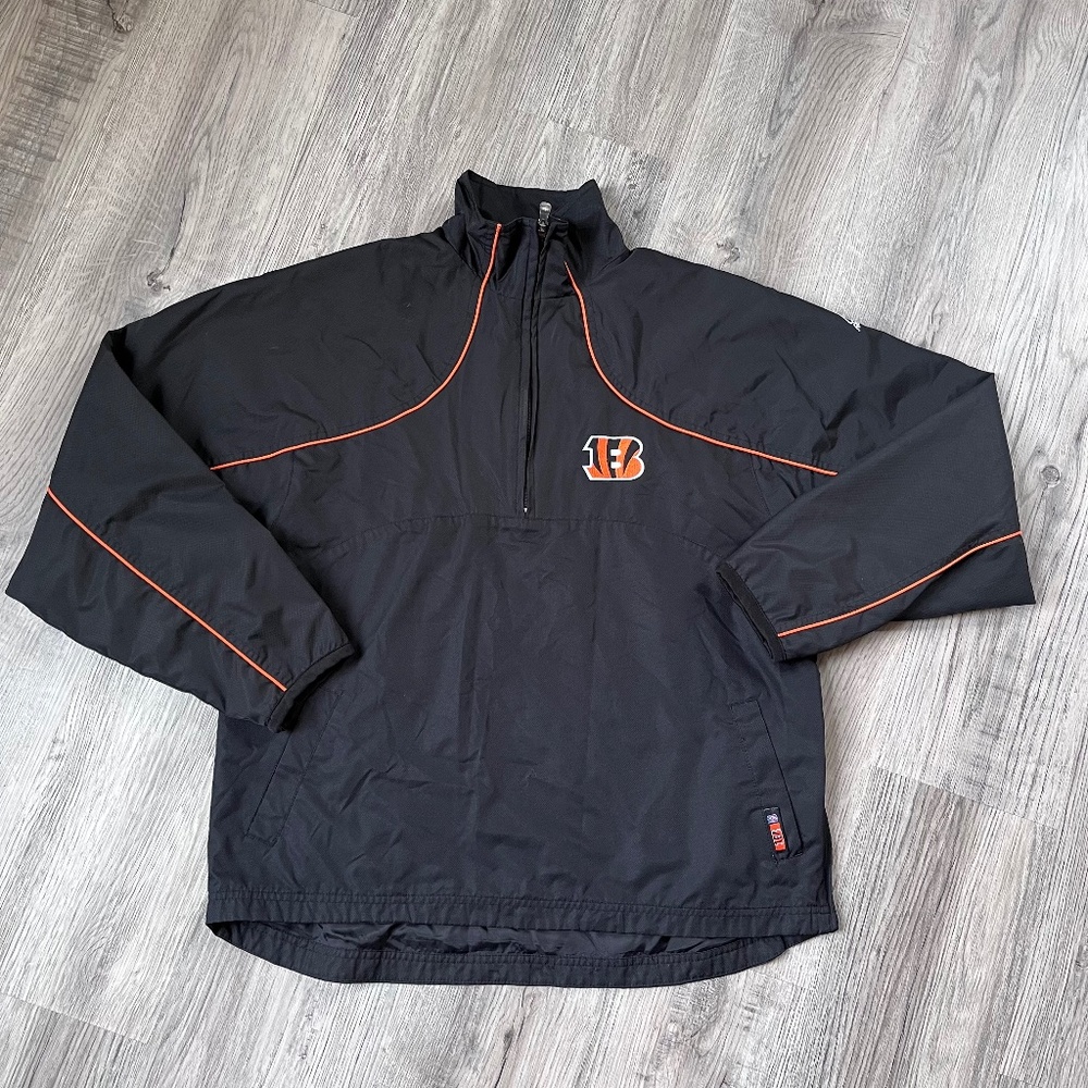 VTG Reebok NFL Cincinnati Bengals 1/2 zip windbreaker pullover youth xl adult S